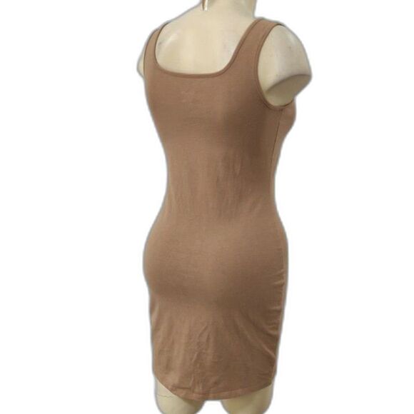 WILD FABLE Sleeveless Seamed Tank Bodycon Dress Camel Beige Size Small - Picture 3 of 9